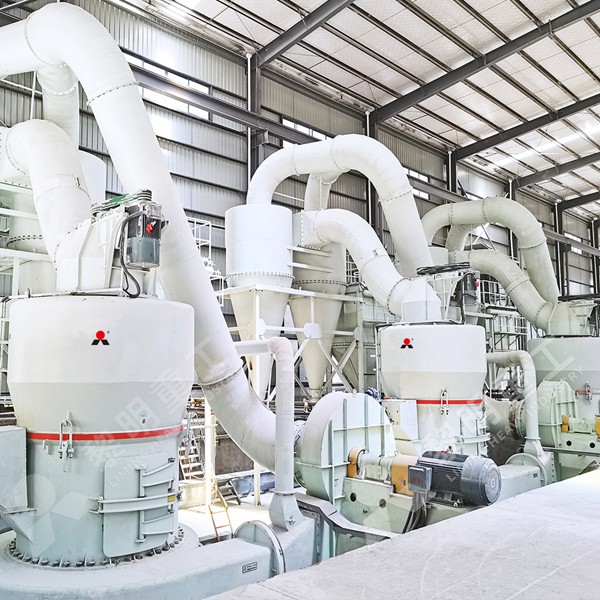 Internal view of a limestone roller mill showing grinding rollers and ring