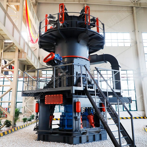 Overview of a dry ground calcium carbonate production line including crusher, mill, classifier, and dust collector