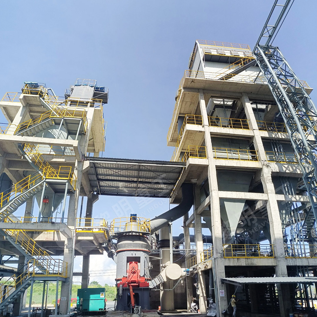 Complete gypsum wallboard production line with vertical roller mill, calcining kettle, and board forming section