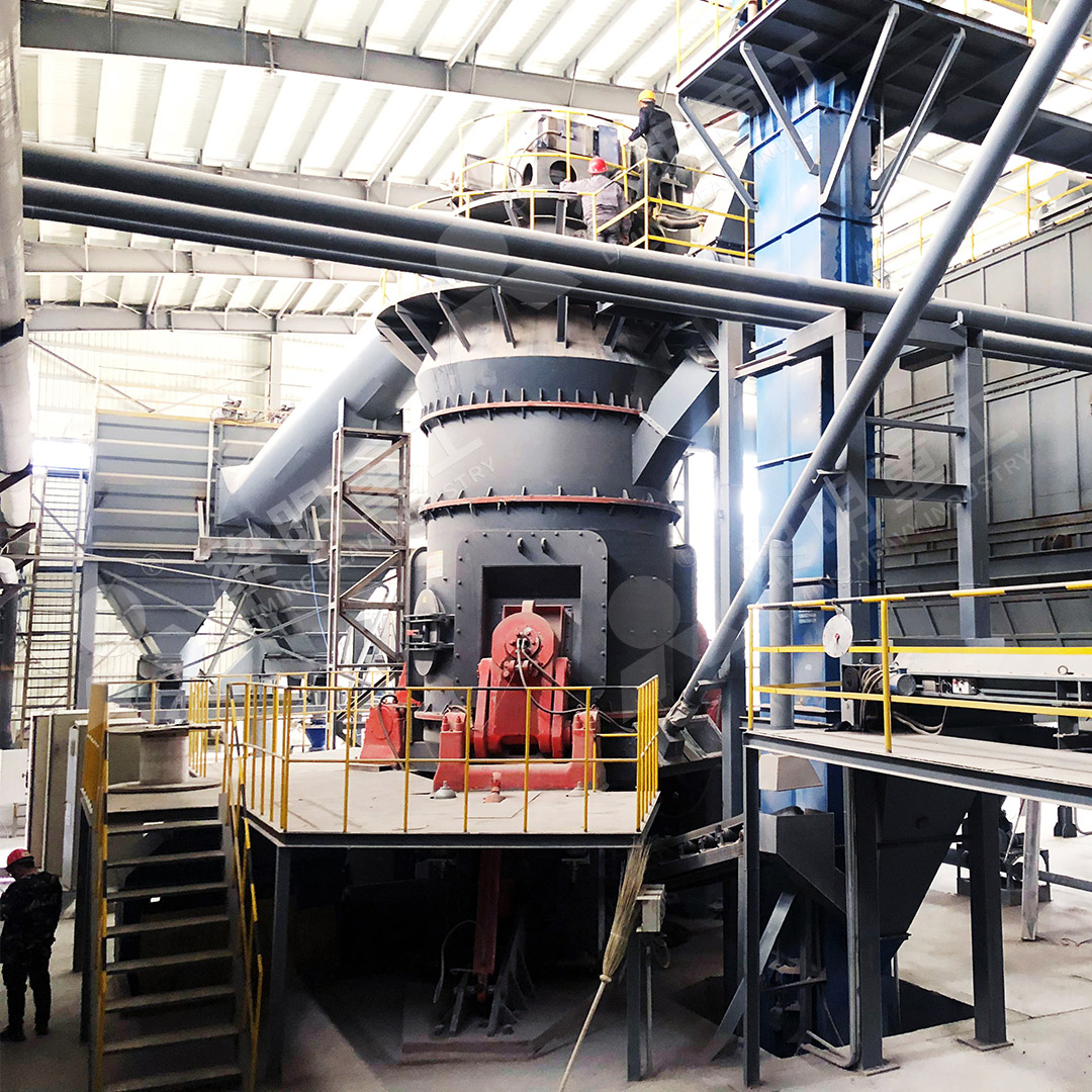 Working principle diagram of coal grinding mill showing roller and ring interaction for boiler fuel grinding