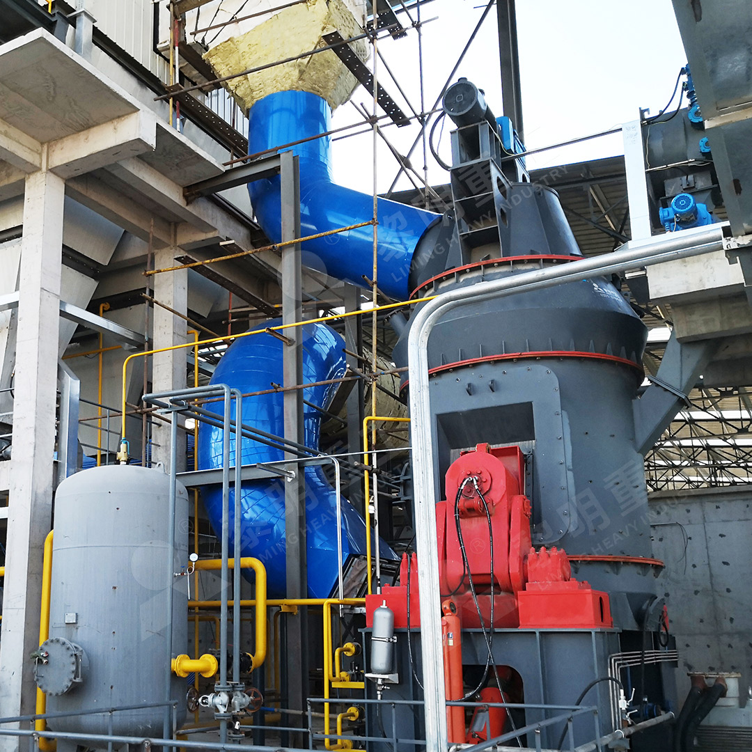 Coal grinding mill system in chemical plant with dust collector and control panel
